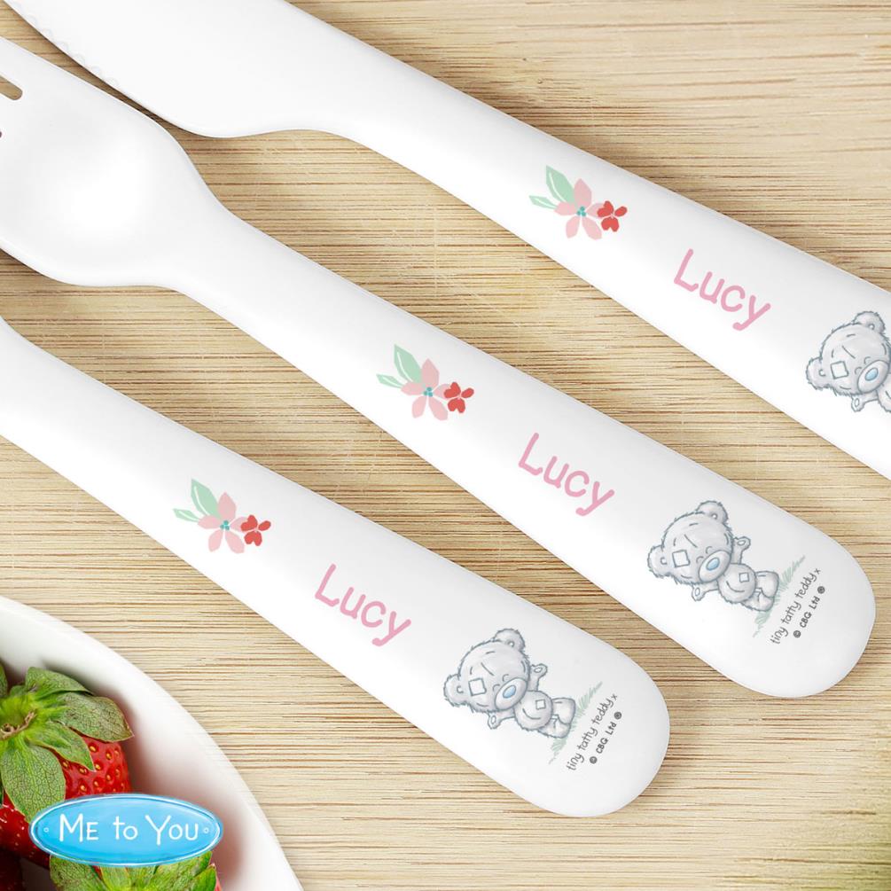 Personalised Tiny Tatty Teddy Woodland Animal 3 Pc Cutlery Set Extra Image 2